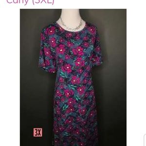 New NWT LULAROE CARLY DRESS 3X LOVE SUMMER FLORAL